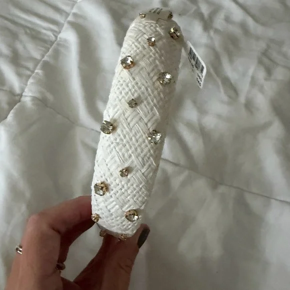 Anthropologie White and Gold Crystal Headband - Picture 3 of 6
